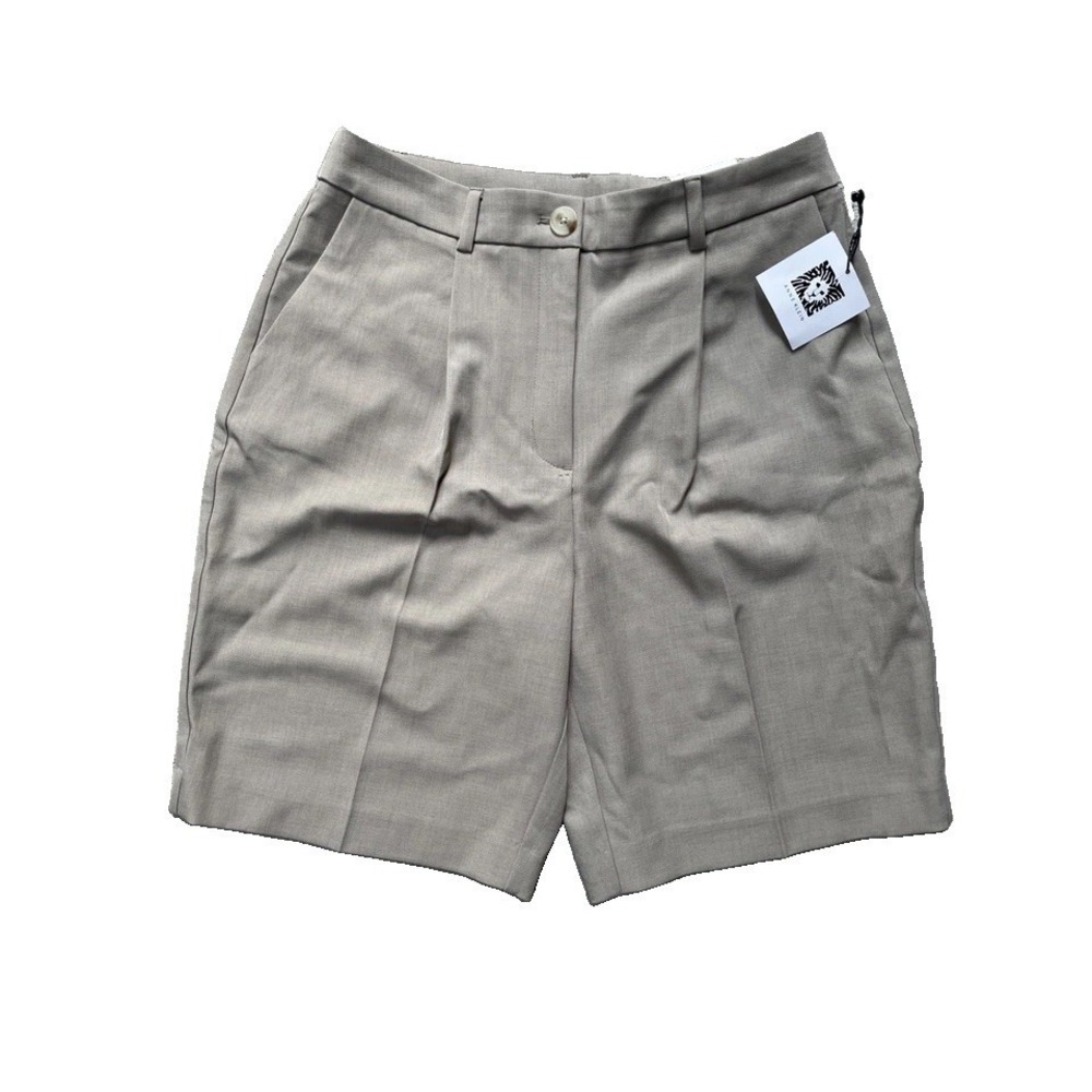Anne‎ Klein Womens 6 High Rise Pleated Dress Shorts Taupe NWT 9" Inseam